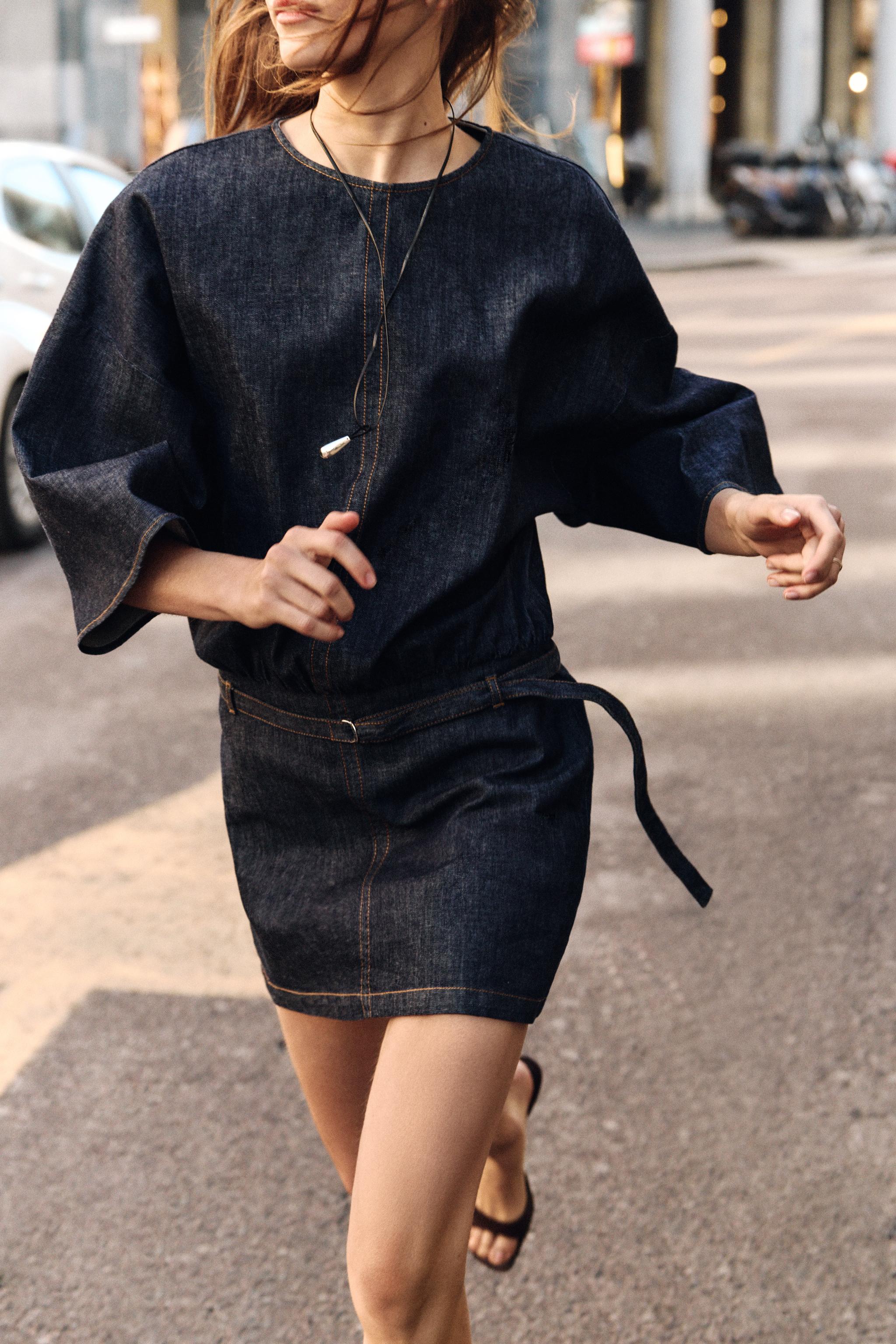 Z1975 BELTED DENIM DRESS